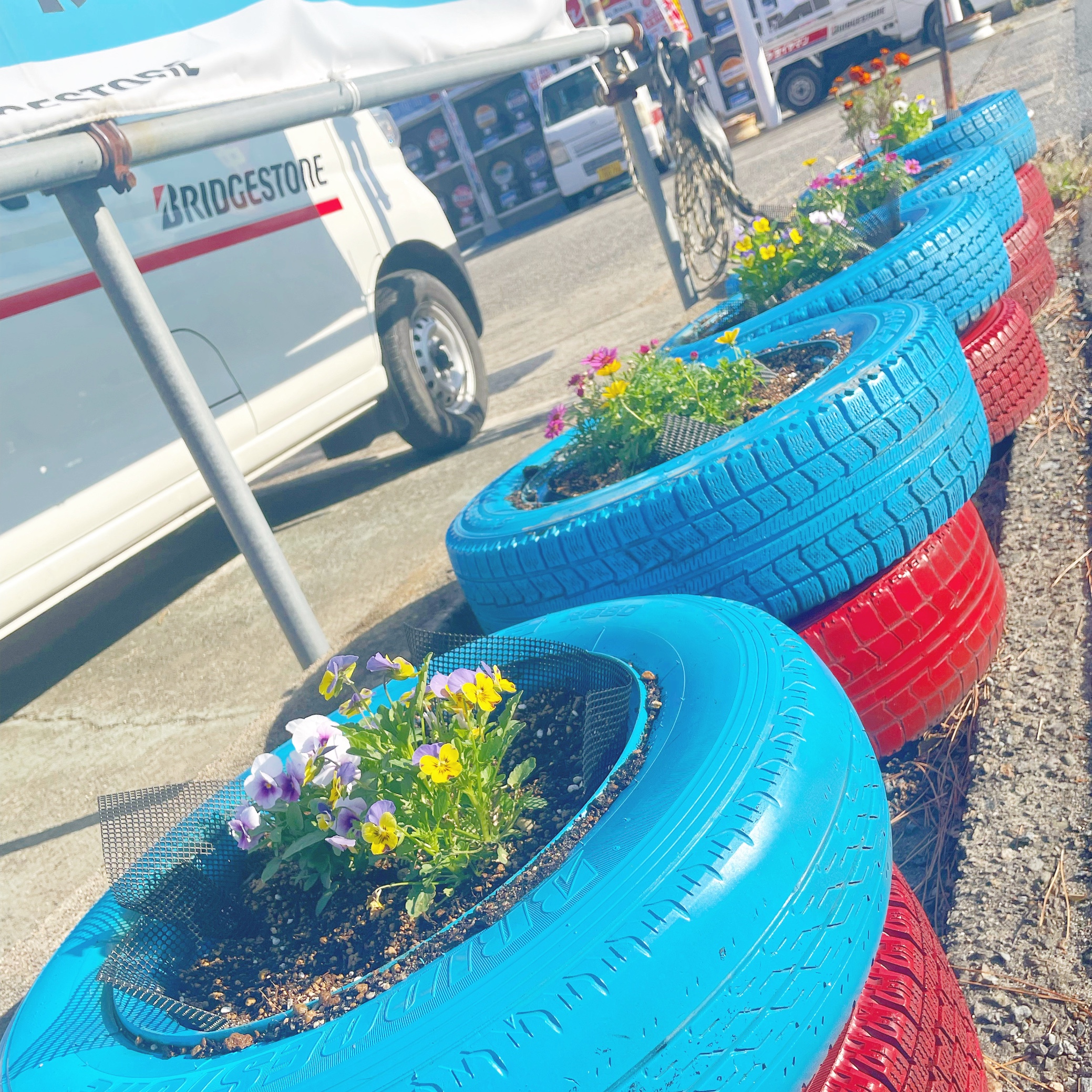 タイヤで作った花壇