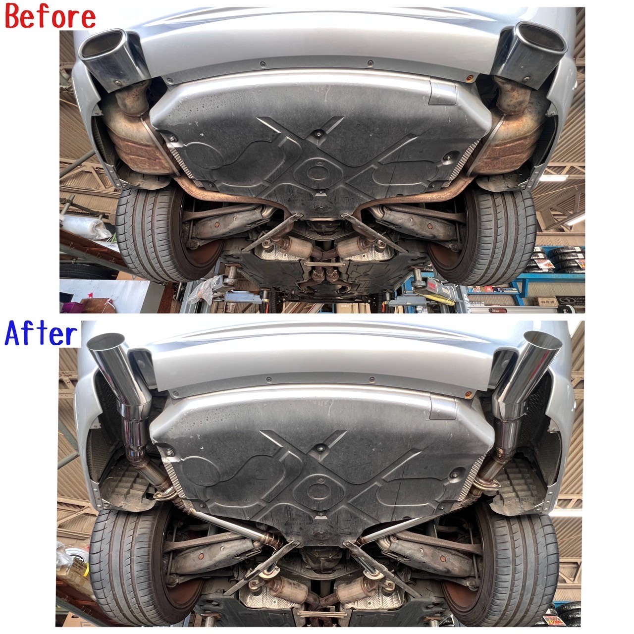 ベンツSL500にワンオフマフラー製作しました！(^_-)-☆ | メルセデス