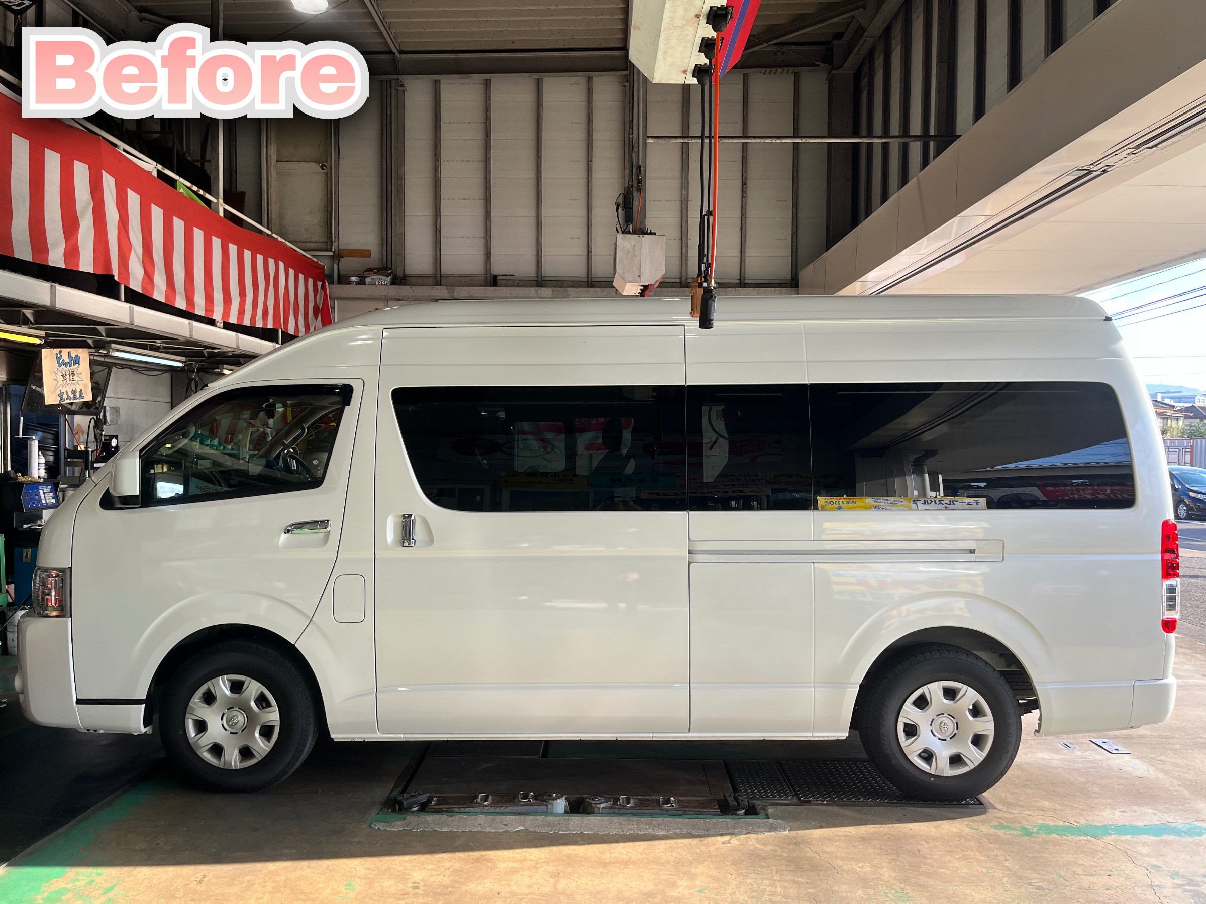 ☆トヨタ ハイエース リフトダウンキットと車高調取り付け