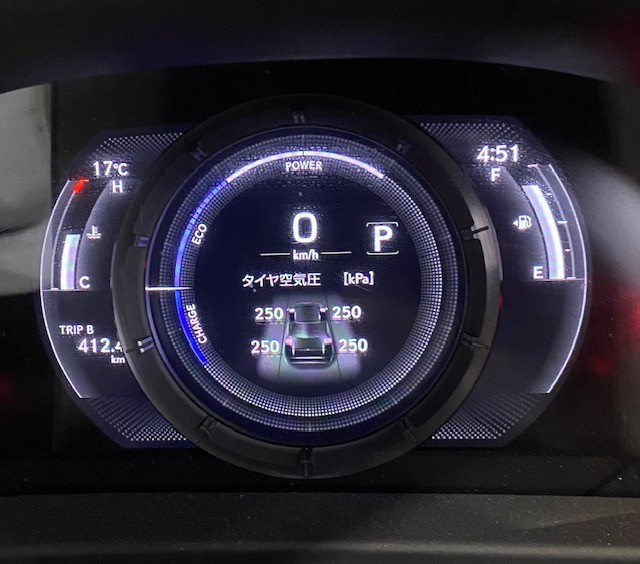 レクサスES空地圧点検後メーター 警告消灯