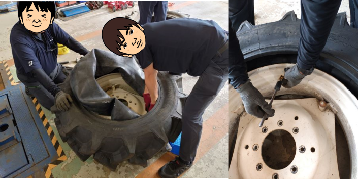 初めての共同作業　チューブ入刀