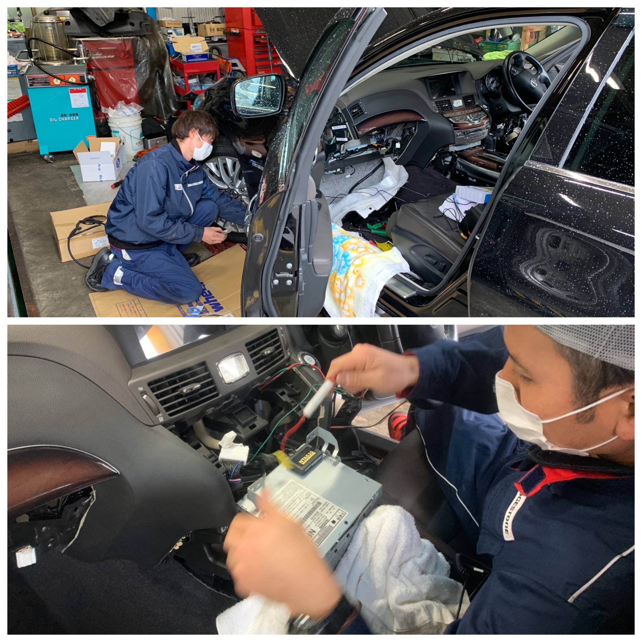 シーマハイブリッドにコーナーセンサーとｔｖキットを取り付けました スタッフ日記 ミスタータイヤマン まんが 大阪府 和歌山県のタイヤ カー用品ショップ ブリヂストンのタイヤ専門店
